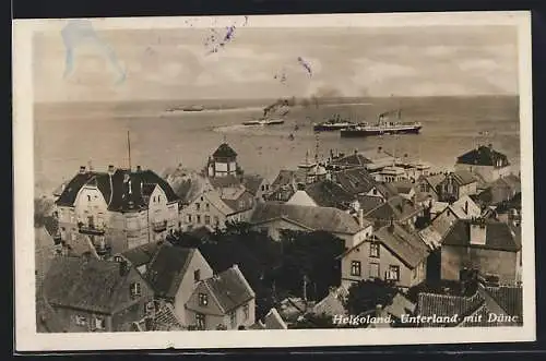 AK Helgoland, Unterland mit Düne, Dampfer