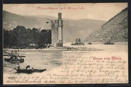 AK Bingen /Rhein, Mäusethurm mit Bingerloch