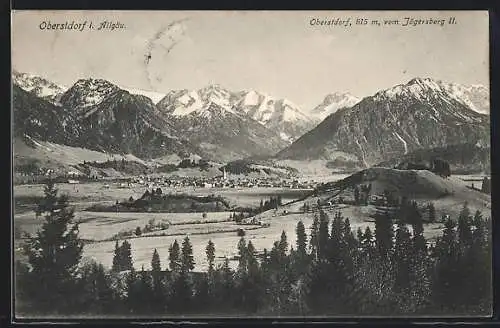 AK Oberstdorf i. Allgäu, Ortsansicht mit Bergpanorama