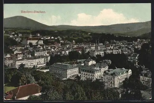 AK Baden-Baden, Stadtansicht aus der Vogelschau