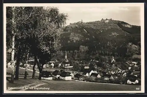 AK Erdmannsdorf /Sa., Ortsansicht mit Augustusburg