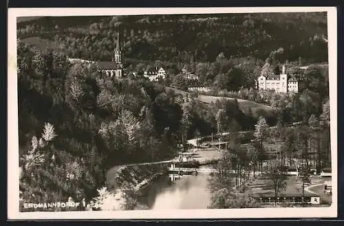 AK Erdmannsdorf i. S., Ortsansicht mit Flusspartie