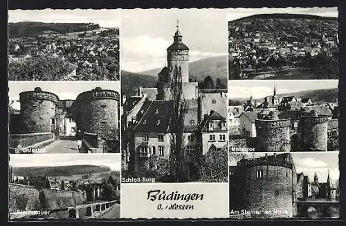 AK Büdingen /Hessen, Schloss Burg, Untertor, Ortsansicht