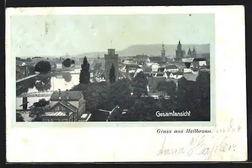 AK Heilbronn a. N., Panorama der Stadt
