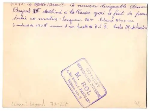 Fotografie M. Rol, Paris, Luftschiff Clement-Bayard