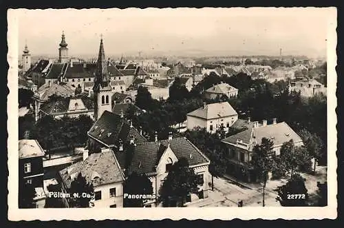 AK St. Pölten /N.-Oe, Panorama mit Kirche