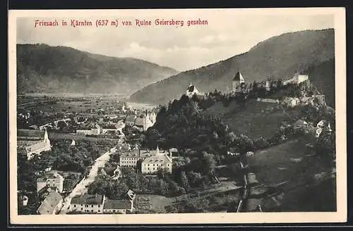 AK Friesach in Kärnten, Teilansicht von Ruine Geiersberg gesehen
