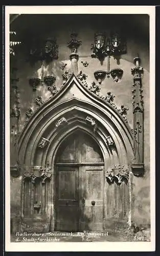 AK Radkersburg /Steiermark, Kirchenportal der Stadtpfarrkirche