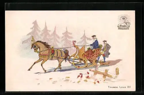 AK Louis XV. mit Begleiter im Pferdeschlitten