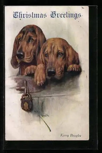 Künstler-AK Zwei Kerry Beagles, Hund