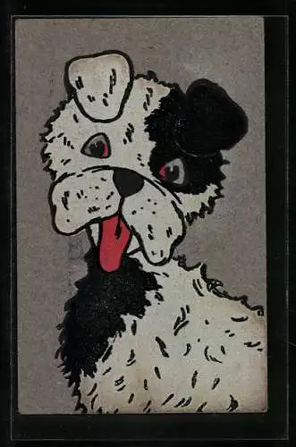Künstler-AK Hund streckt die Zunge heraus