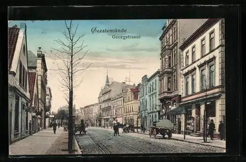 AK Geestemünde, Georgstrasse mit Geschäften