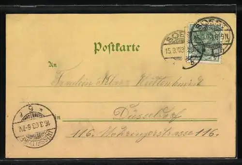 Lithographie Soest, Ortspanorama mit Kirche