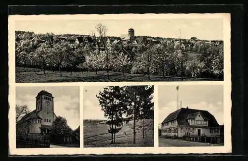 AK Conweiler, Gasthaus zum Rössle, Rathaus, Ortspartie