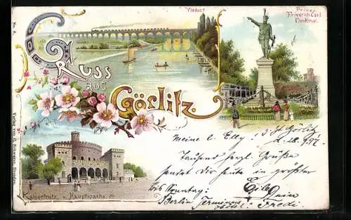 Lithographie Görlitz, Kaisertrutz und Hauptwache, Viaduct