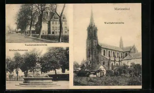 AK Marienthal, Wallfahrtskirche, Brunnen, Ortspartie