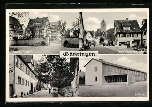 AK Gärtringen /Kr. Böblingen, Fabrik Kiefer, Teilansicht mit Kirche, Schule