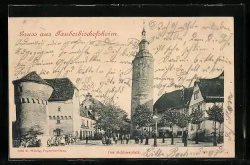AK Tauberbischofsheim, Partie am Schlossplatz