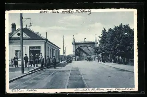 AK Kehl, Deutsches Zollamt mit Rheinbrücke