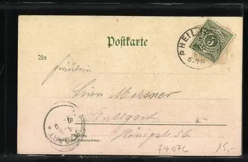 Lithographie Heilbronn, Gasthaus Ratskeller, Innenansicht