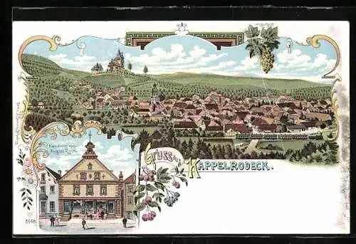 Lithographie Kappelrodeck, Handlung v. August Roth, Panoramaansicht