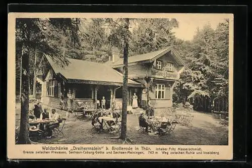 AK Brotterode, Gasthaus Waldschänke Dreiherrnstein mit Gästen