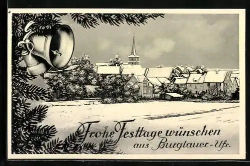 AK Burglauer / Ufr., Teilansicht mit Kirche im Winter