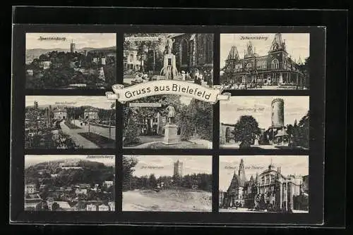 AK Bielefeld, Sparrenburg, Hof, Kurfürstendenkmal