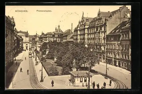 AK München, Strassenbahn am Promenadenplatz