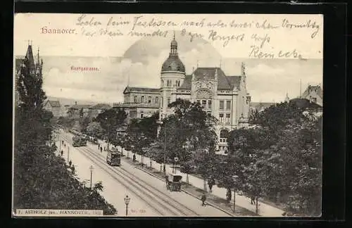 AK Hannover, Strassenbahnen an der Georgstrasse