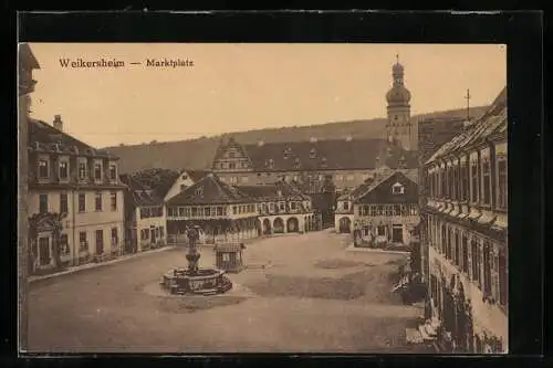 AK Weikersheim, Brunnen auf dem Marktplatz