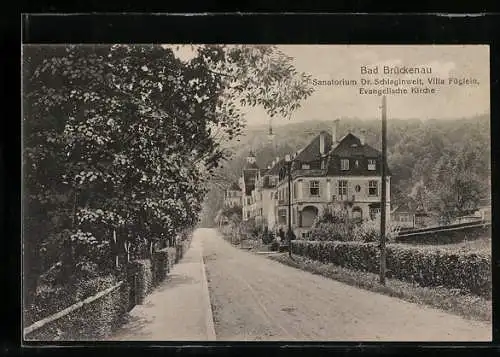 AK Bad Brückenau, Das Sanatorium Dr. Schlaginweit, Villa Füglein, Evangelische Kirche