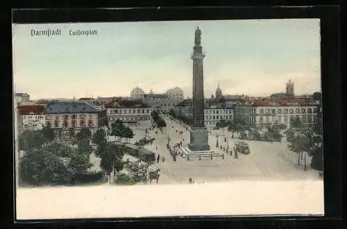 AK Darmstadt, Luisenplatz aus der Vogelschau