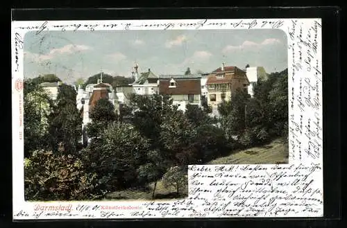 AK Darmstadt, Künstlerkolonie, von oben gesehen