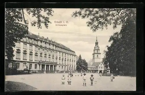 AK Erbach i. O., Kinder auf dem Schlossplatz