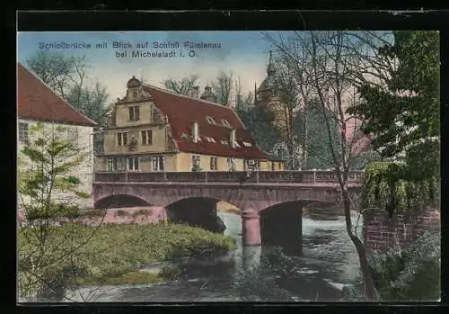 AK Michelstadt i. O., Schlossbrücke mit Schloss Fürstenau