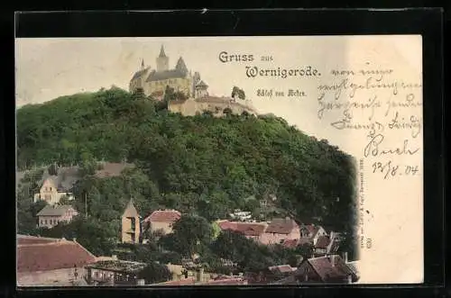 AK Wernigerode, Teilansicht mit Schloss von Westen