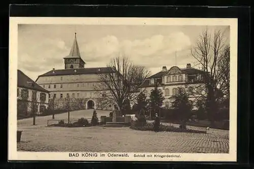 AK Bad König i. O., Schloss mit Kriegerdenkmal