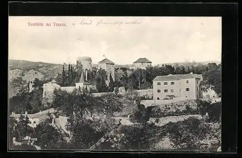 AK Trsat, Svetiste na Trsatu, Blick zur Burg