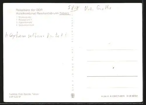 AK Reinhardsbrunn-Tabarz, Parkhotel, Mokkastube, Restaurant