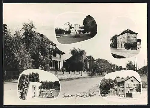 AK Stotternheim /Thür., Strassenpartie und Schwimmbad