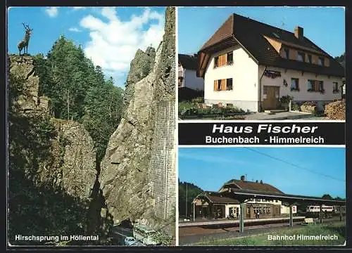 AK Buchenbach-Himmelreich /Schwarzwald, Hotel Haus Fischer, Bahnhof, Hirschsprung im Höllental