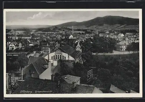 AK Offenburg, Gesamtansicht mit Bergen