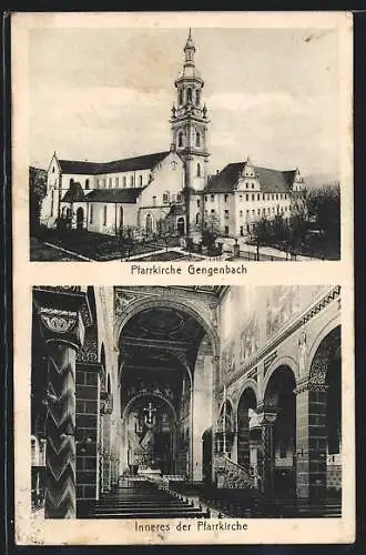 AK Gengenbach / Schwarzwald, Pfarrkirche von innen und aussen