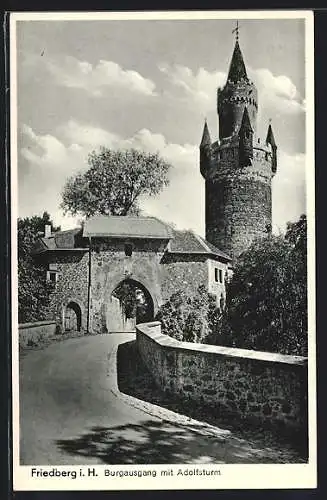 AK Friedberg i. H., Burgausgang mit Adolfsturm