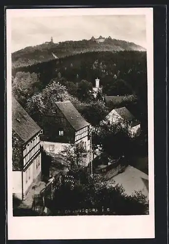 AK Erdmannsdorf i. S., Ortspartie mit Burg