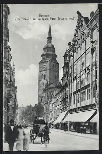 AK Bremen, Obernstrasse mit Ausgaril-Turm