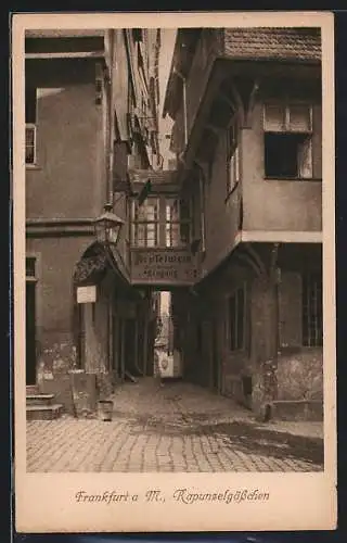 AK Alt-Frankfurt, Rapunzelgässchen mit Gasthaus Aepfelwein