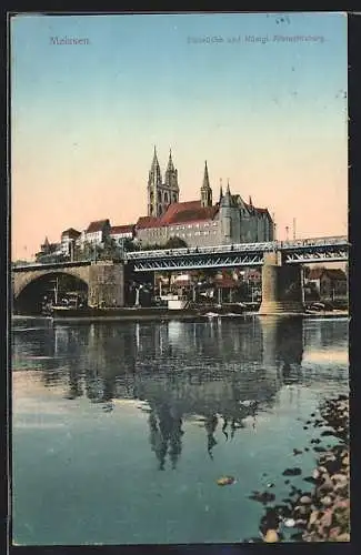 AK Meissen, Elbbrücke und Königliche Albrechtsburg