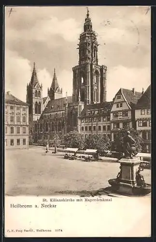 AK Heilbronn a. Neckar, St. Kilianskirche mit Mayerdenkmal